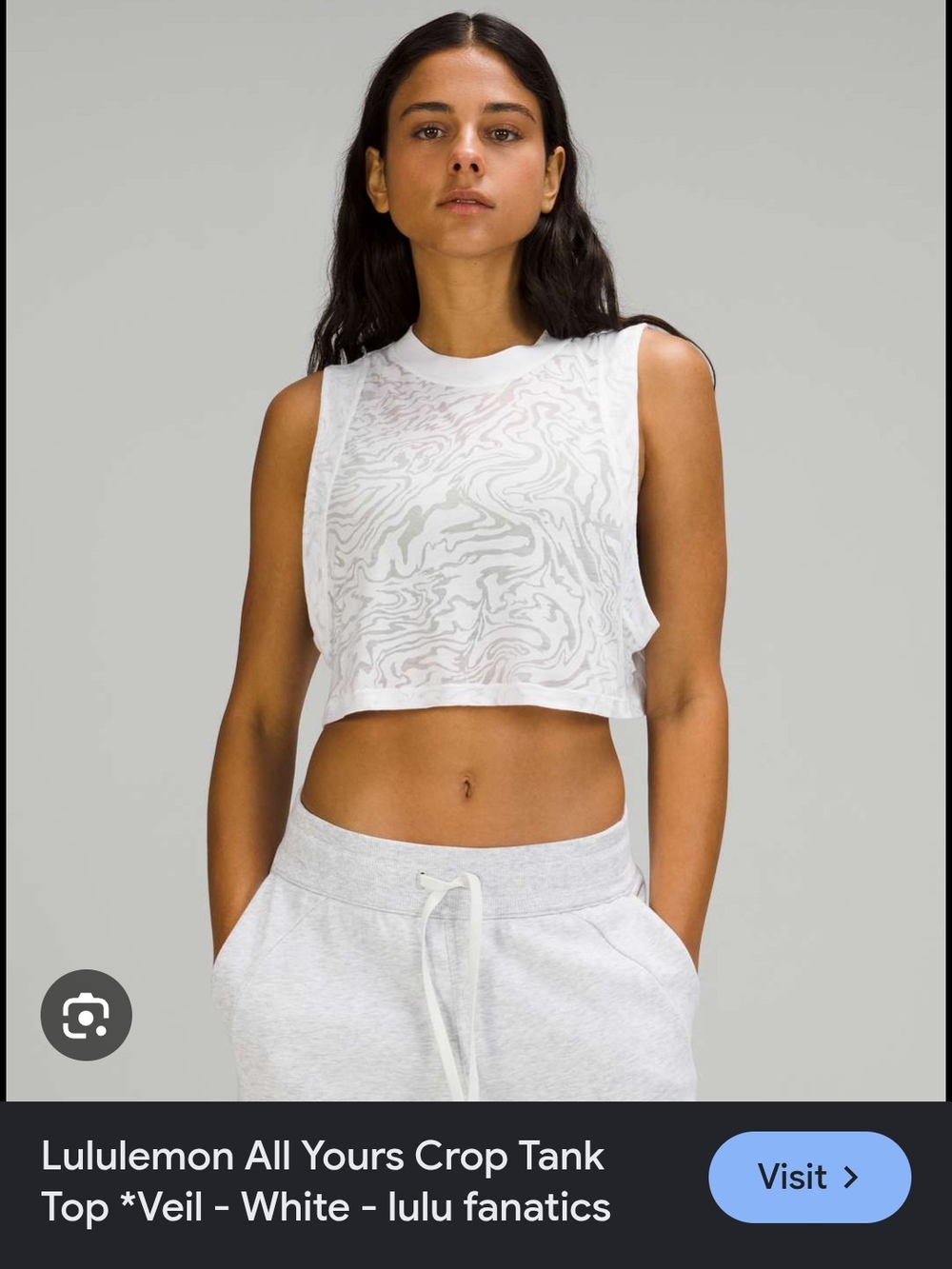 NWOT lululemon athletica All Yours Veil Cropped Tank Top - White